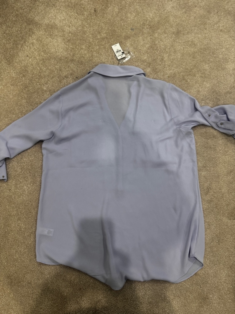 NWT Women's Express Light Lavender Blue Collared Blouse, size L - Picture 9 of 11